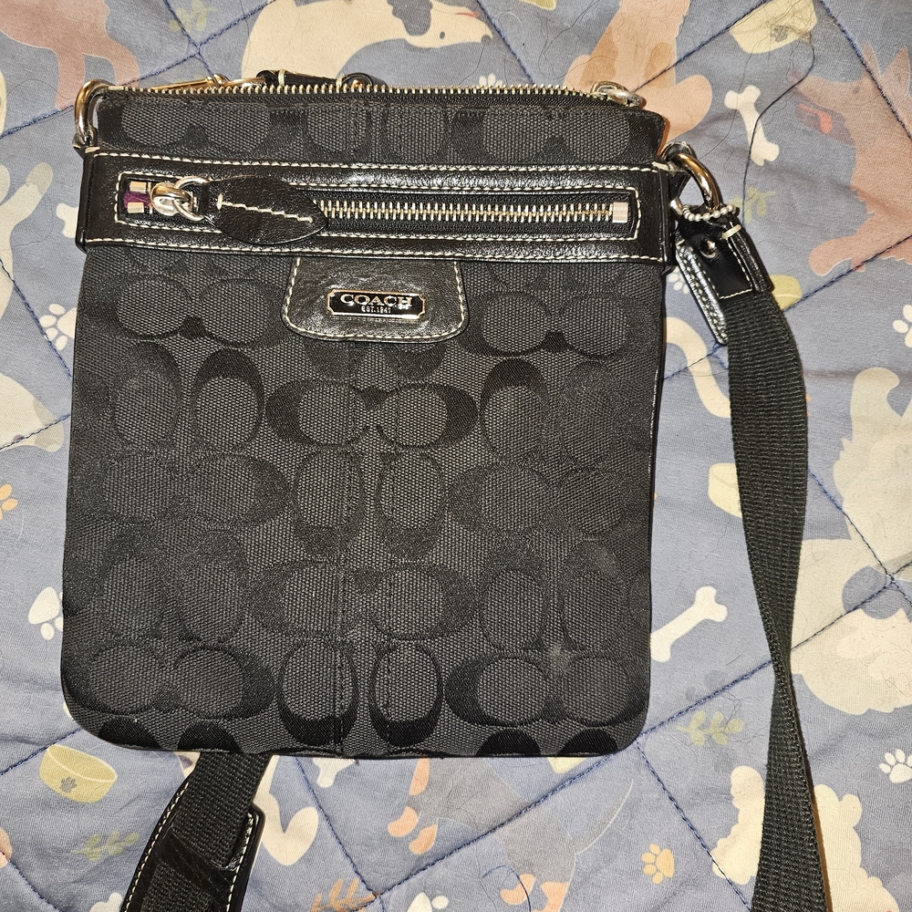 Coach Black Crossbody Bag with Signature Pattern